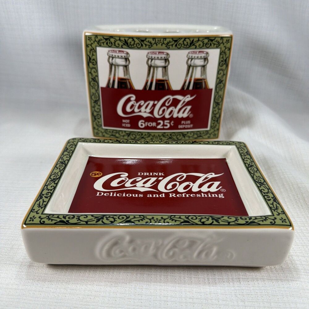 Vintage Coca-Cola Ceramic 2-Piece Bathroom Accessory Set